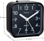 Tinload Small Battery Operated Analog Travel Alarm Clock Silent Non Ticking, Gentle Wake, Ascending Beep Sounds, Snooze,Lighted on Demand, Easy Set