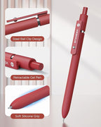 STAGEEK Red Gel Pens, 6Pcs Quick Dry Red Ink Pens with 3 Extra Refills, Fine Point Retractable Smooth Writing Pens for Journaling, Note Taking, School Supplies, Nurse Aesthetic, Office(Red)
