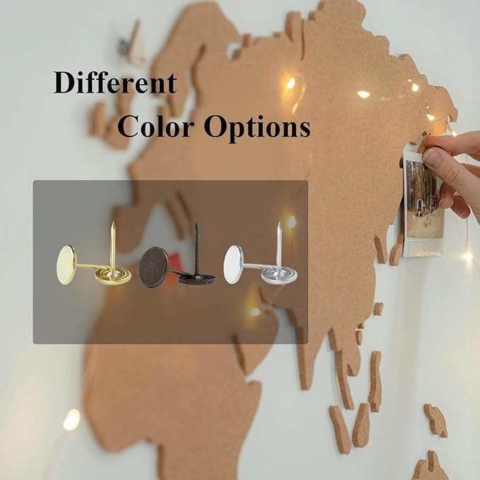 Galdexi 100pcs Flat Head Thumb Tacks for Wall, 7/16 Inch Heavy Duty Upholstery Wall Tacks Nails, Decorative Long Push Pins for Office Home Furniture Decor Wooden Photo, Sliver