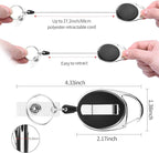 2 Pack ID Badge Holder,Badge Holder Retractable Clip with Carabiner Reel Clip and Key Ring for Men and Women