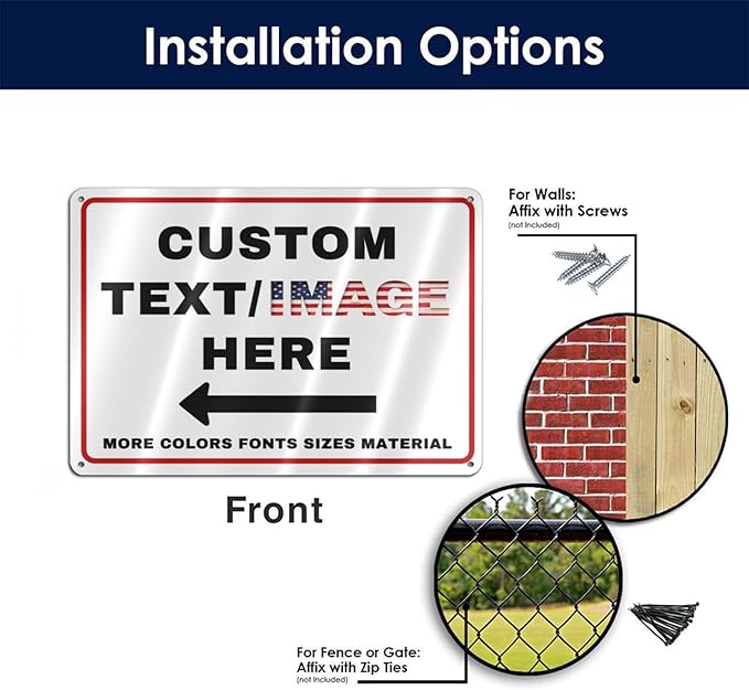 Custom Directional Arrow Sign Large, Glow in the Dark/Reflective Option, 16''x12'' Personalized Metal Address Plaque, Customize for Business Logo, Office, Home, Yard, Outdoor