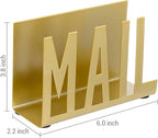 MyGift Mail Holder Organizer Countertop Modern Golden Metal with Cutout MAIL Lettering Design, Office Desktop Envelope and Document Storage Rack