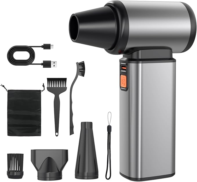 Air Duster - 130000 RPM Super Power, Compressed Air Duster & Mini Vacuum, 7500 mAh Rechargeable Battery, Wireless & Rechargeable for Car/Home
