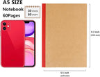 FAWTEEM 48 Pack A5 Kraft Notebook,Lines Pages - 60 Pages (30 Sheets), Wide Ruled,8.3”x 5.5” Small Kraft Notebook