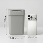 carrotez Mini Trash Can, Countertop Trash Can 2 Liter/ 0.5 Gallon, Mini Wastebasket, Garbage Container Bin for Coffee Area, Bathroom, Kitchen, Office, Tabletop- Grey