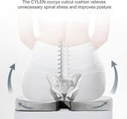 CYLEN Home Office Seat Cushion - Comfort Memory Foam Chair Cushion with Cooling Gel Infused for Tailbone, Coccyx, Back & Sciatica Pain Relief (Grey)