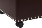 Decent Home Leather Storage Ottoman Bench with Steerable Rolling Wheels, Rectangle 24 Inch Foot Rest Ottomans Stool for Living Room Bedroom (Vintage Brown)