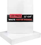 Hygloss Medium Poster Board 11x14 - 100 Poster Boards Bulk Pack - 10 Pt. Thickness White Poster Board Paper for Projects, Presentations, Displays, Signs, Crafts - Blank Posterboard Multipack 11" x 14"
