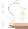 iZELL Desk Lamp, LED Reading Light with Clamp, 3 Color Modes & 10 Brightness Flexible Arm Book Light for Kids Reading Book in Bed at Night Clip on Table, Computer, Zoom Meetings - 27.6‘’ Pink