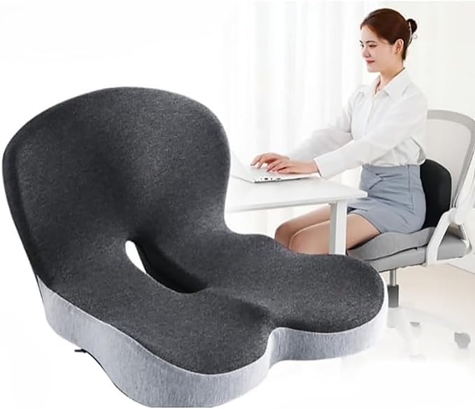 Orthopedic Cushion for Office Chair and Car, Memory Foam Seat Cushion with Lumbar Support Pillow, Instant Relieve Pressure on Back, Hips, Tailbone, Improves Sitting Posture (1, Mixed Colors)