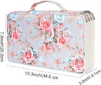 Vomgomfom Large Capacity Pencil Holder with Zipper Closure Twill Fabric Case for 300 Colored Pencils or 200 Gel Pen, Artist Organizer (Gray Rose)