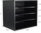 PAG Mail Sorter Organizer, Wood Countertop Literature Organizer, Office Supplies Desktop File Bill Paper Organizer for Office Home School, 4 Compartments, Black