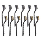 YiwerDer 12PCS Mini Wire Brushes, Stainless Steel & Brass Brush Set, Curved Handle Scratch Brush for Automotive, Cleaning Welding Slag and Rust