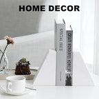 Karibiber Marble Bookends for Heavy Books, Decorative Book Ends for Shelves, White Stone Durable and Heavy-Duty Book Ends for Hardback Books & CDS, Unique Book Stopper & Holder, Set of 2