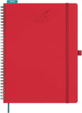 BEZEND 2026 Planner Weekly and Monthly (8.5" x 11" Spiral) Daily Calendar with Hourly Timeslots & Tab (Jan-Dec) Note & Expenses, Pen Holder, Inner Pocket, Vegan Leather Softcover - Red
