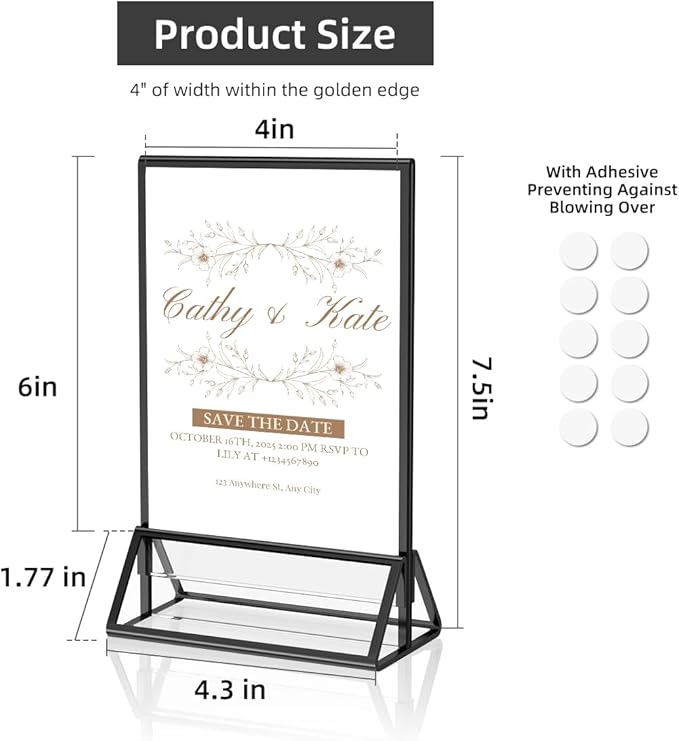 PPH-Sisy Acrylic Sign Holder 4x6 Display Stand, Clear and Stable Table Plastic Paper Holder, Acrylic Frames for Home Office Shop Photo Frames Exhibition Black (6pcs)