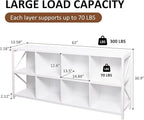 VAKATRELL 8 Cube Storage Organizer Bookshelf, Industrial Horizontal Bookcase, Accent Cubby Shelf, Media Console Table for Living Room, Home Office, 13.6" D x 63" W x 30.9" H, White
