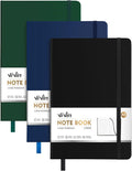 ViVin Lined Journal Notebooks for Work,192 Pages,Medium 5.5 x 8.3 inch,College Ruled,A5 Hardcover Journaling Notebooks for Work,3 Pack(Black,Navy Blue,Dark Dreen)