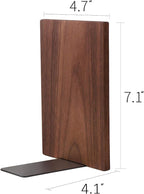 Muso Wood Handmade Walnut Book Ends, Non-Skid Bookends for Shelves, Large Sturdy Book Ends for Heavy Books, Decorative Book Shelf (3 Pairs)