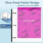 INFUN 1 Inch Telescoping 3 Ring Binder Black+White - 4 PCS， Flexible Binders with Customizable Front Cover and Clear Catalog Pocket,1 inch Binders 3 Ring, 225 Sheet Capacity