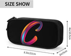 Pazacon Cute Initial Pencil Case for Kids Students, Large Capacity Pencil Pouch for Boys Girls, Letter Design Pencil Box Pen Bag Office Stationery Organizer, Rainbow Letter C