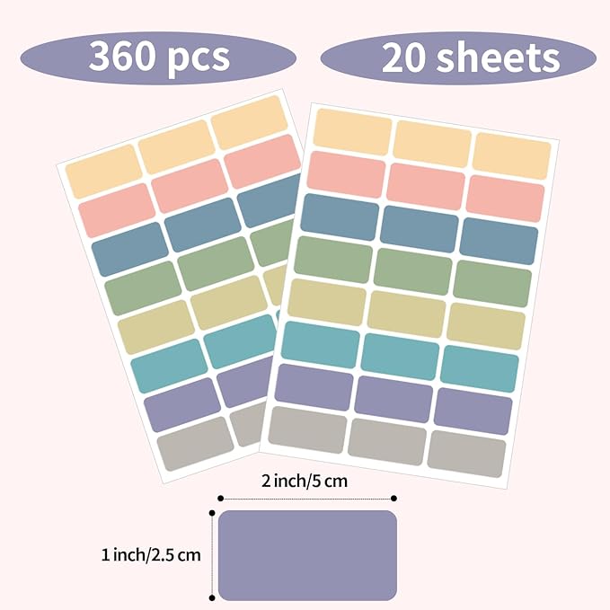STARLIBOO Removable Freezer Labels, 1x2 Inch Color Coding Removable Label for Food Containers, 360 Freezer Stickers Tape to Write on/Waterproof (8 Colors Morandi)