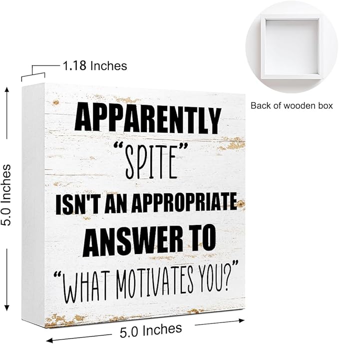 Office Wooden Box Sign Spite Isn't An Appropriate Answer 5x5x1 INCH Sign, Emotional Intelligence Decor, Workplace Harmony Wall Art