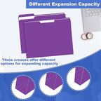 File Folder, HERKKA 120 Pack 1/3 Cut Tab File Folders, File Folders Great for Organizing and Filing, Letter Size, Purple