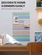 Cork Board Alternative Felt Strip Board 8-Pack 13"x2", Office Pin Board with 50 Push Pins, Adhesive Install for Bedroom Door & Home Office(Coastal Haze)