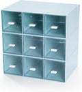 OSteed Desktop Drawers, Desk Organizer with 9 Drawers, Stackable Plastic Storage Box for Home Collection, Cosmetics, Jewelry, Office Supplies (3 Tiers, Blue)