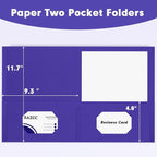 Two Pocket Folders, RAZCC 50 Pack 2 Pocket Folders Fit Letter Size Paper, Paper Folders with Pockets for School Office Business Home (Purple)