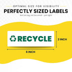 Trash Recycle Stickers – Heavy-Duty Trash Bin Labels - 3-5 Year Indoor/Outdoor Rated - Weather Proof, Ultra Durable - USA Made (6x2 inch), 10 Labels of Each, 20 Total