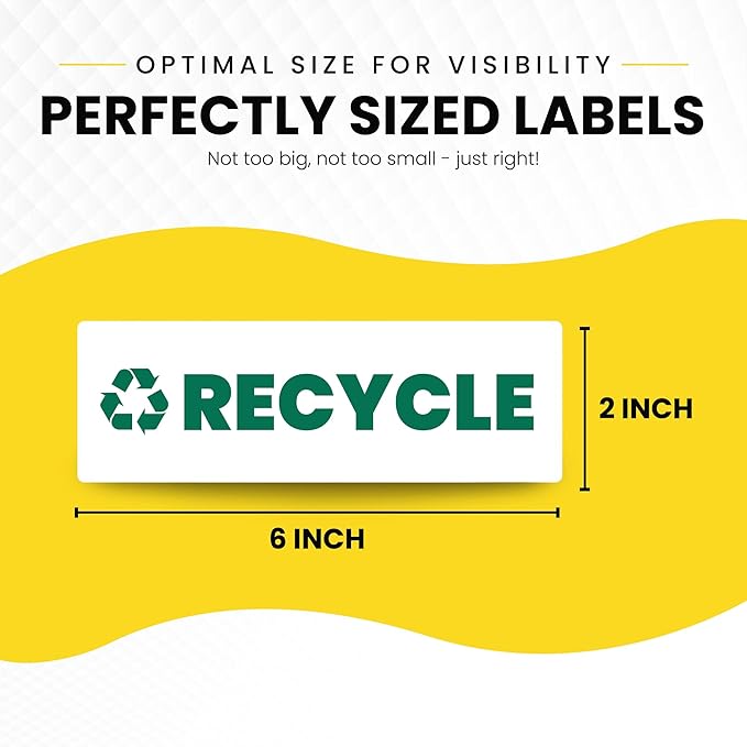 Recycle Trash Compost Sticker Set – Heavy-Duty Trash Bin Labels - 3-5 Year Indoor/Outdoor Rated - Weather Proof, Ultra Durable - USA Made (6x2 inch), 2 Labels of Each, 6 Total