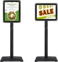 Sign Holder Stand, Heavy-Duty 8.5x11 Inch Aluminum Floor Stand for Posters & Signs | Includes PVC Plastic Sleeve & Weighted Base | Black Poster Display Stand