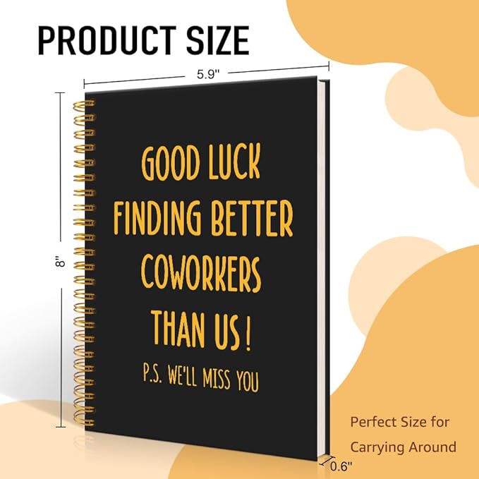 Mhfpl Good Luck Finding Better Coworkers Than Us Black Golden 160 Pages Spiral Notebook, Farewell Gifts for Boss Coworker, Goodbye Gifts for Coworker Teammate, Office Worker-Going Away Party Gifts