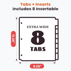 Sooez 8 Count Dividers with Pockets, 8 Tabs Binder Dividers for 3 Ring Binders, Binder Dividers with tabs, Binder Divider with Pockets for US Letter Size, Insertable Big Tabs, Red, Set of 1