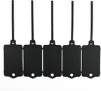 100pcs Blank Plastic Tags for Labeling Reusable Hanging Tags Ties Key Tag Storage Tag Waterproof Plastic Mark Label Writable Hang Sign with One Marker Pen (Black)