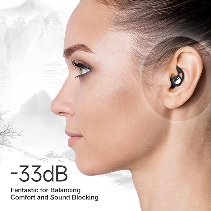 VANLON Earplugs for Sleep, Reusable Ear Plugs for Sleeping Noise Cancelling, 2Pairs Super Comfort Fit Earplugs Sound Blocking for Sleeping, Sensory Issues, Newborn Mom, 33dB Noise Reduction (Black)