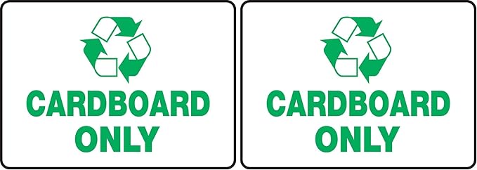Accuform Signs MPLR557VS Adhesive Vinyl Recycle Sign, Legend "CARDBOARD ONLY" with Graphic, 7" Length x 10" Width x 0.004" Thickness, Green on White (Pack of 2)