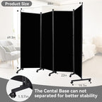 Room Divider (4 Panel) Wall Divider for Room Separation, 88 inch Wide Portable Privacy Screens W/Wheels, Metal Frame Freestanding Room Separators 5.6FT Room Partitions and Dividers