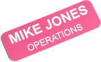 Custom Engraved Name Tag Badges – Personalized Identification with Pin or Magnetic Backing, 1 Inch x 3 Inches, Pink/White