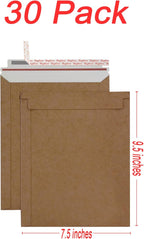 Bonfasvo Rigid Mailers 30 Pack 7.5 x 9.5 inches Brown Self Seal Stay Flat Bulk Cardboard Kraft No Bend Mailers Peel and Seal for Document Photos Pictures Papers Files CD