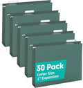 HERKKA Extra Capacity Hanging File Folders, 30 Pack Reinforced Hang Folders with Heavy Duty 1 Inch Expansion, Designed for Bulky Files, Medical Charts, Letter Size, Green