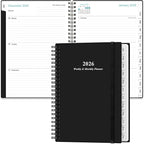 Planner 2026 - A5 Weekly & Monthly Planner Spiral Bound, January 2026 - December 2026, with Flexible Cover, Tabs, Inner Pocket, 6.4" x 8.5", Black