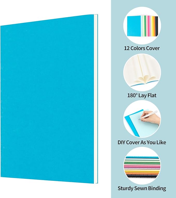 ALKALO 24 Pack Colorful Blank Notebooks for writing, Journals Bulk, A5 Composition Books, 8.3x5.5 Inch, 60 Pages, 30 Sheets Sketchbooks for Office School Travel Supplies (Blank-24 pack, 12 Colors)