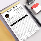 Custom Carbonless Sales Invoice Form Books for Small Business, Personalized NCR 3-Part Receipt Book with Carbon Copies, Cover Add Company Name, Address and Number Printed