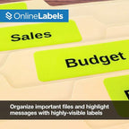 Neon Yellow Address Labels - 2.625 x 1 - Pack of 3,000 Labels, 100 Sheets - Inkjet/Laser Printer - Online Labels