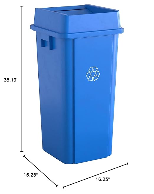 Krollen Industrial 23 Gallon Blue Square Commercial Trash Can with Lid