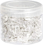 Amazon Basics Push Pins Tacks, Steel Point, Clear Plastic Head, for Bulletin Board, Maps, Posters, and Craft Projects, 200-Pack
