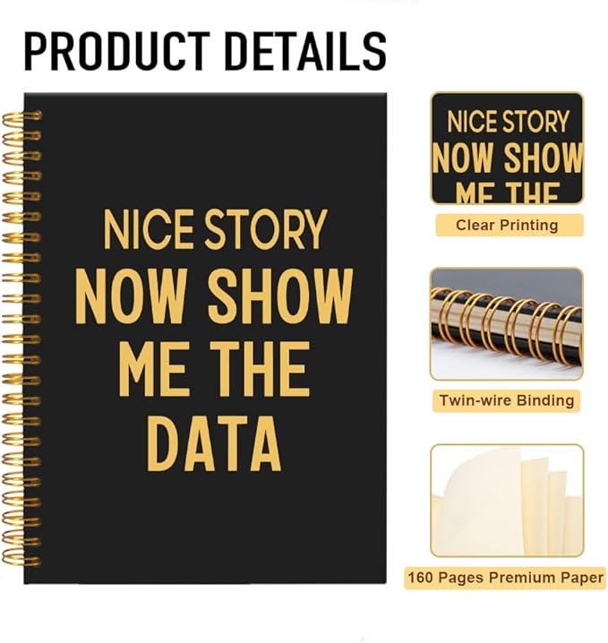 Mhfpl Nice Story Now Show Me The Data Black Golden Spiral Blank Notebook, Funny Saying Sarcastic Gifts for Data Analyst Data Scientist, Birthday Thank You Gifts for Colleague Coding Geek Programmer